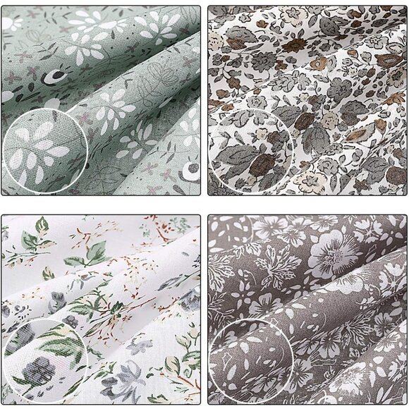 10 Pieces 20 x 20 Inch Squares Floral Patchwork Quilting Gray Square Bundle Sewi - Picture 3 of 7